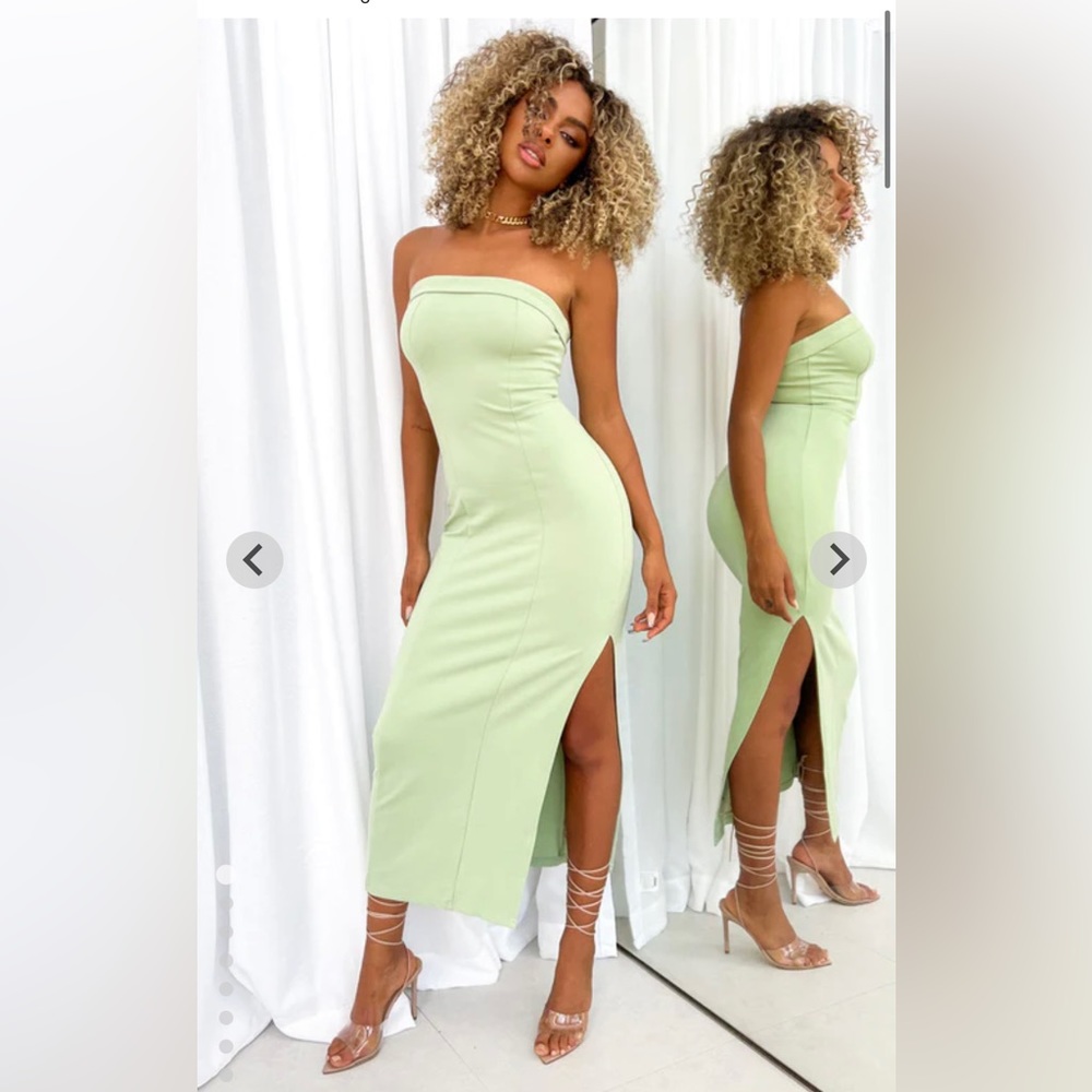 Sage strapless dress